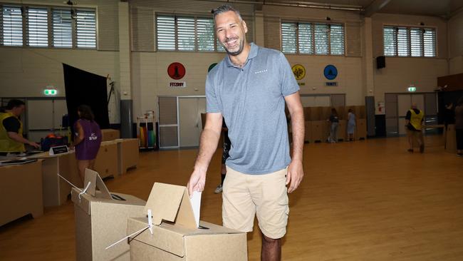 Australian Labor Party candidate for Leichhardt Matt Smith casts his ballot in the federal election at White Rock State School. Picture: Brendan Radke