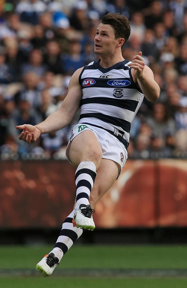 Patrick Dangerfield kicked two behinds in Geelong’s loss to Collingwood. Picture: Wayne Ludbey