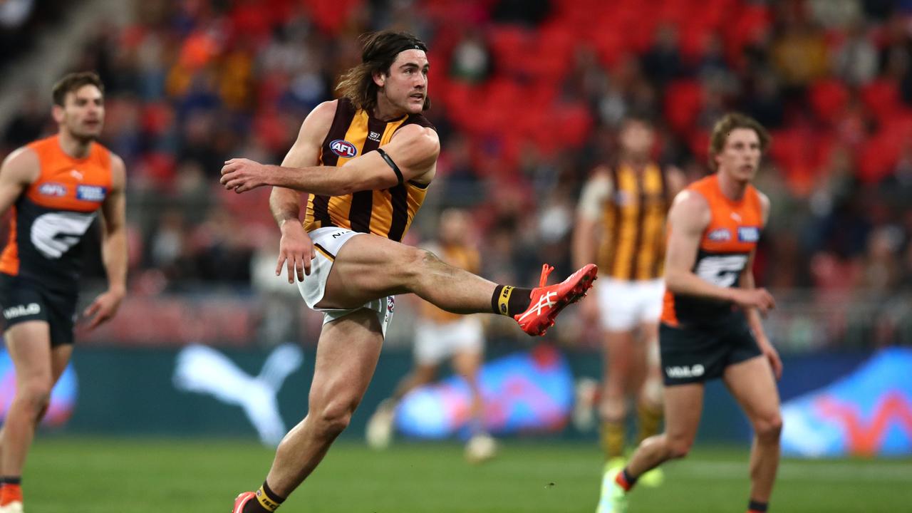 Jai Newcombe was a shining light in the Hawks loss. Picture: Getty Images