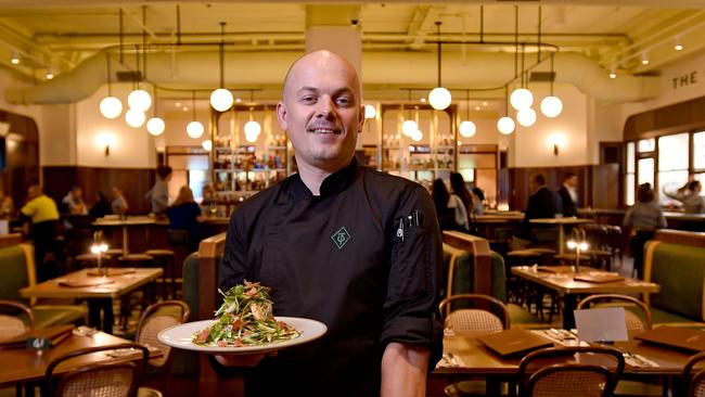 The Adelaide Railway Station’s old Great Dining Hall has received a $6m makeover, transforming the space back to its former glory, when it first opened in 1928. Picture in the new restaurant is head chef Luke Brabin. Picture: Naomi Jellicoe