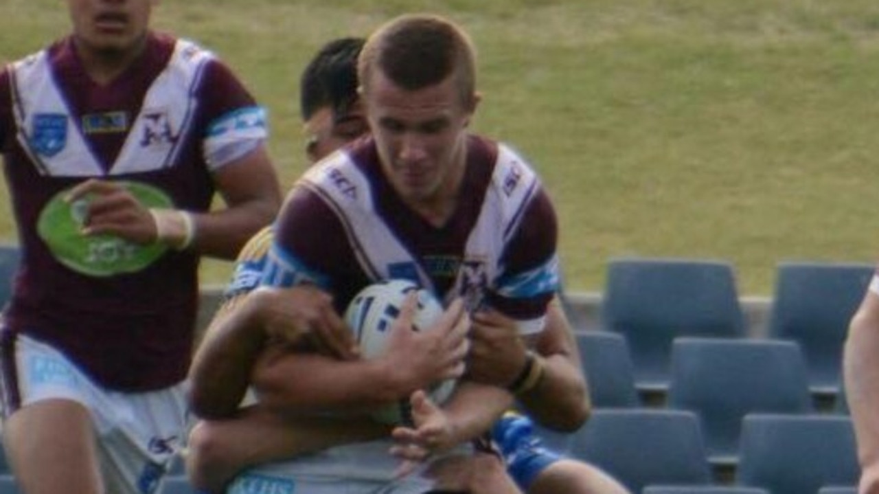 Ben Collins playing juniors for Manly.