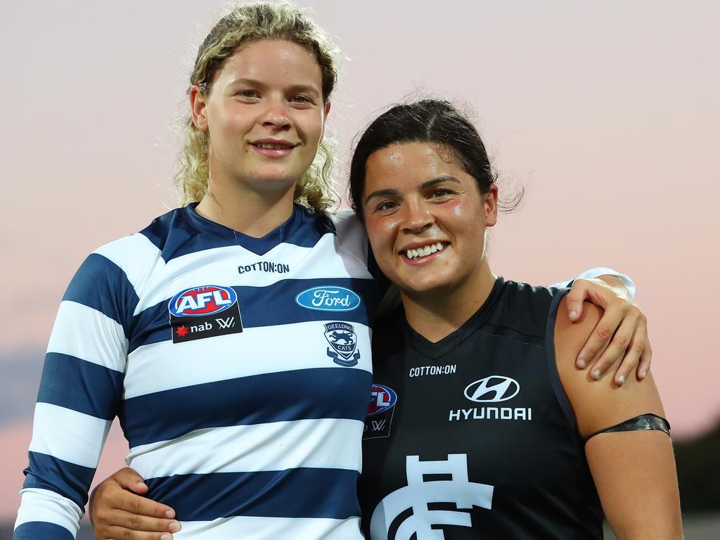 The sisters are all smiles after the match. Picture: Getty Images