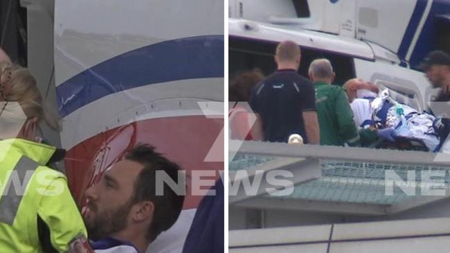 Police officers Brevet Sergeant Ian Todd and Brevet Sergeant Jordan Allely were flown to the RAH after a frenzied stabbing attack. Picture: 7NEWS