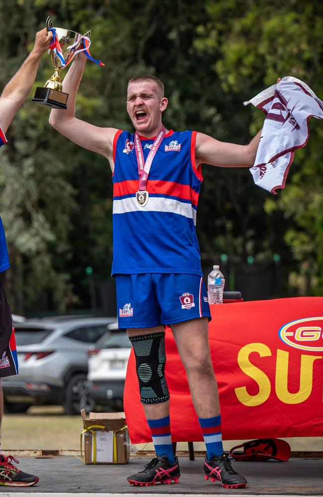 Moranbah Bulldogs vs North Mackay Saints AFL Mackay 2024 grand final at Etwell Park Bakers Creek. Picture: Daniel McLean