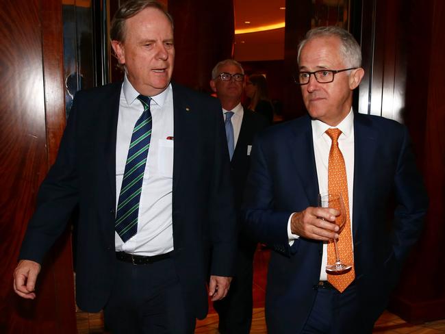 Chairman of the Future Fund, Peter Costello, left, seen with Prime Minister Malcolm Turnbull, has backed the move. Picture: Aaron Francis/The Australian