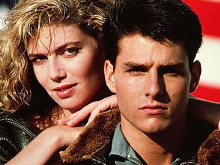 Tom Cruise and Kelly McGillis and Tom Cruise in the original Top Gun. Picture: Supplied