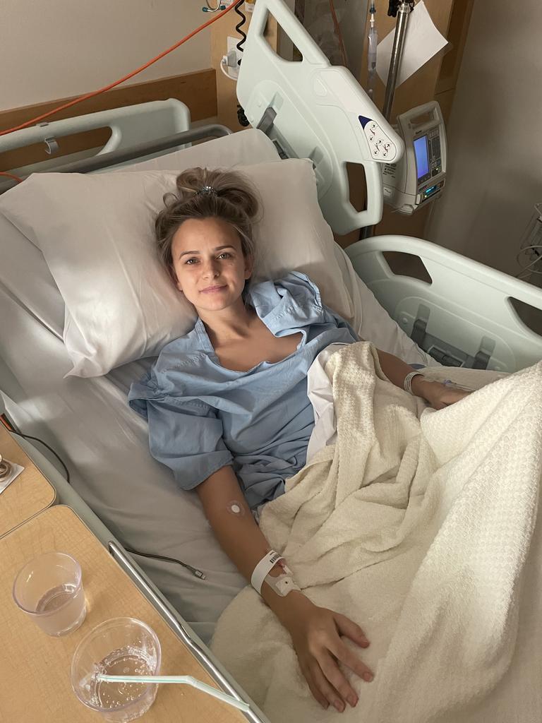 Kellie pictured in hospital. Picture: Supplied