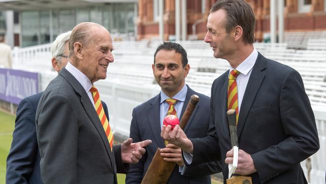 John Stephenson (right) chats with Prince Philip at Lord's Cricket Ground in London this year. Photo: Arthur Edwards/WPA Pool/Getty Images