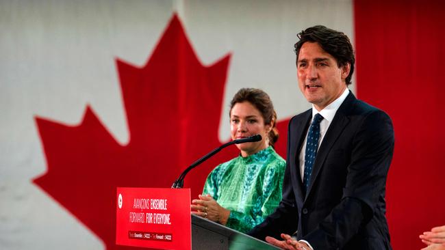 Canadian Prime Minister Justin Trudeau with his wife Sophie Gregoire-Trudeau. Picture: AFP