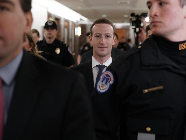 Facebook CEO Mark Zuckerberg arrives in Capitol Hill on Monday.