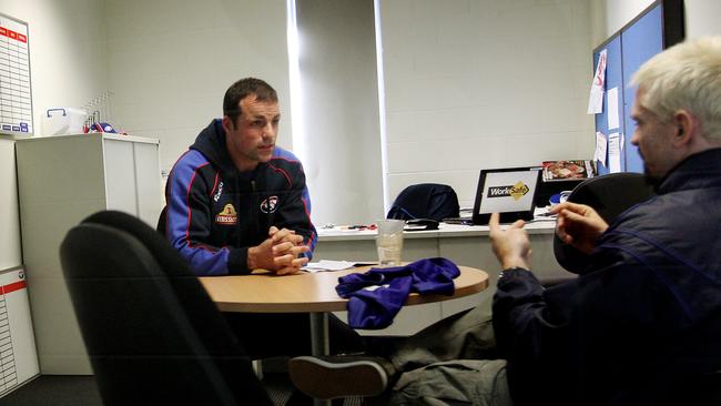 Skipper Brad Johnson tells Jason Akermanis he had lost the confidence of the playing group on the day Akermanis was sacked.