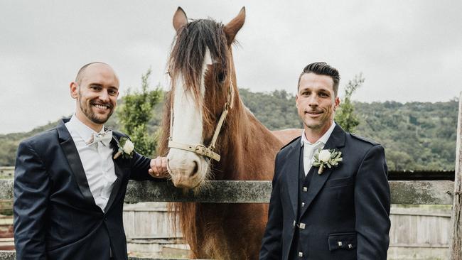 Animal magic: Scott Palazzi &amp; Keith Barry Russell with horse chum pic: True North Photography, Southport