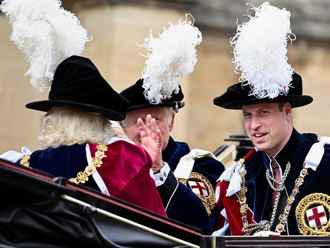 Prince William with his father and the Duchess of Cornwall. Picture: Toby Melville - WPA Pool / Getty Images