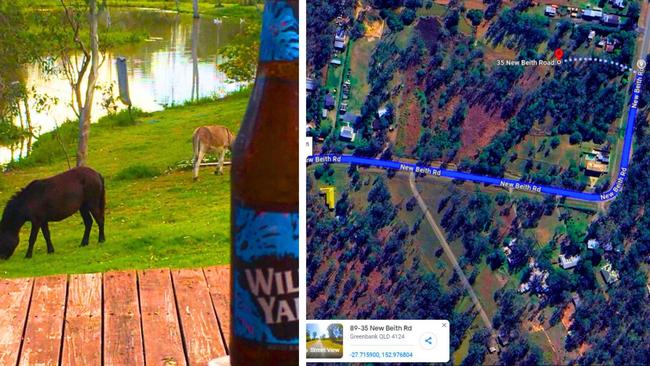 Hipcamp is investigating after concerns about an ad for an Easter campsite in Greenbank. Pictures: Hipcamp and Google Maps