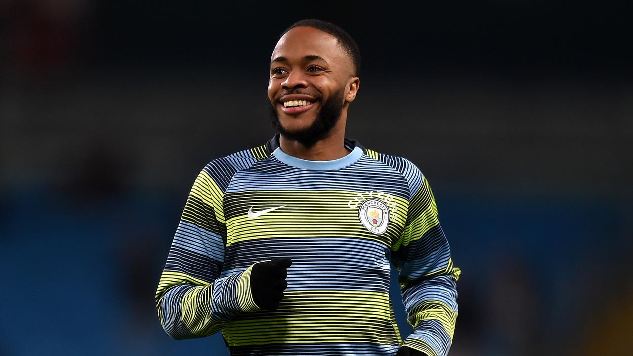 Raheem Sterling of Manchester City warms up