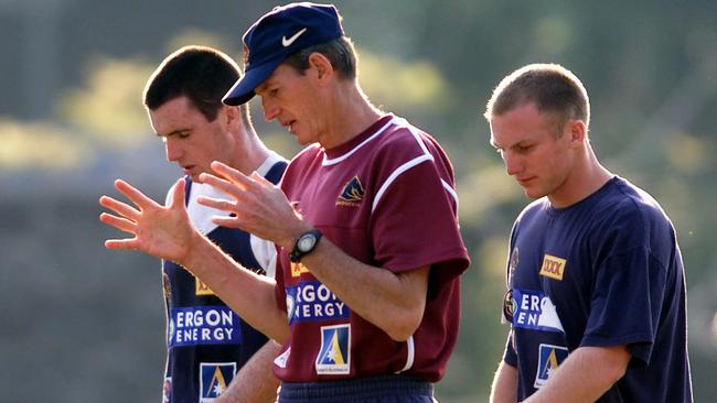 Ikin with future father-in-law Wayne Bennett and Darren Lockyer in 2000.