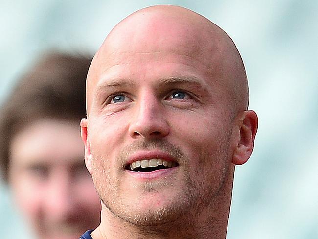 19/07/14 - Melbourne training run at Adelaide Oval before tomorrows clash with Port Adelaide. Demons captain Nathan Jones (middle). Photo Tom Huntley