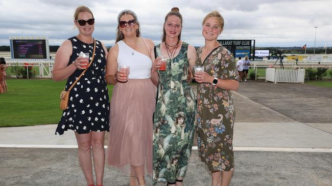 Annemarie Kemmink, Gabby Carson, Gemma van den Nouland and Lisanne Hartman attend the Ballarat Cup. Picture: Brendan Beckett