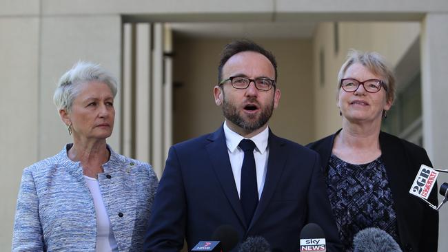 Adam Bandt at a Press conference at Parliament House in Canberra. Picture Kym Smith