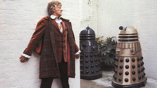 Back in time ... Actor Jon Pertwee looks for some stairs.