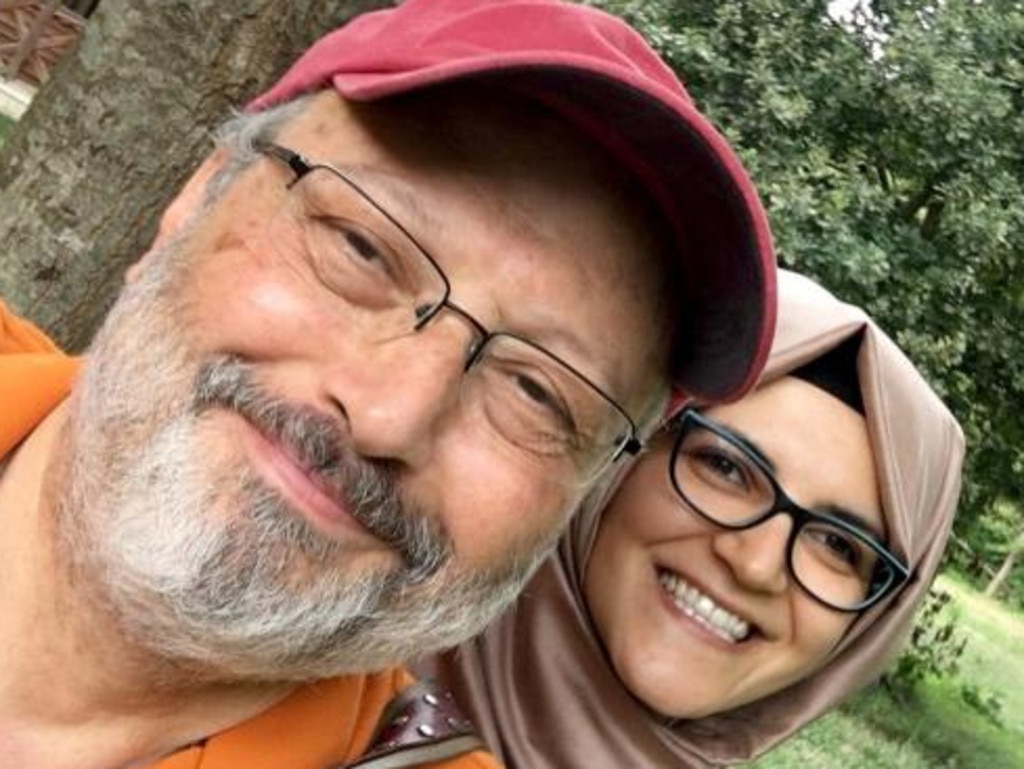 Jamal Khashoggi with his fiancee Hatice Cengiz.