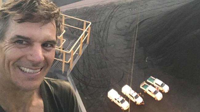 Whitsunday resident Paul Jukes suspended himself 60 metres above the ground at the North Queensland Export Terminal for more than five hours. Picture: Supplied