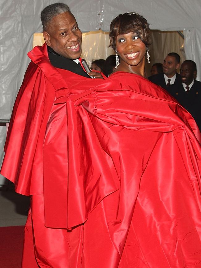 Andre Leon Talley and tennis player Venus Williams Met Gala, Superheroes: Fashion and Fantasy in 2008. Picture: Getty Images