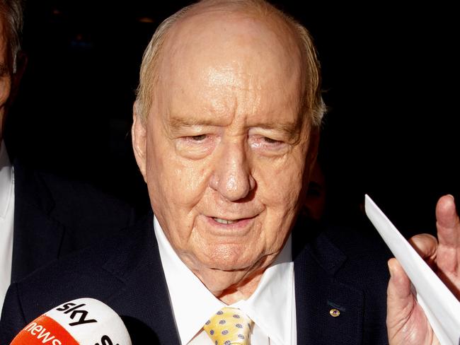 SYDNEY, AUSTRALIA - NewsWire Photos DECEMBER 18, 2024: Alan Jones leaves the Downing Centre on Wednesday. Controversial broadcaster and former Wallabies coach Alan Jones allegedly indecently assaulted, groped, or inappropriately touched a number of young men. Picture: NewsWire / Nikki Short