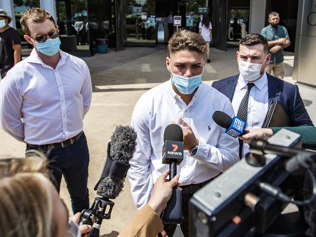 Reece Walsh leaves Southport Court on Cocaine charges. Picture: NIGEL HALLETT