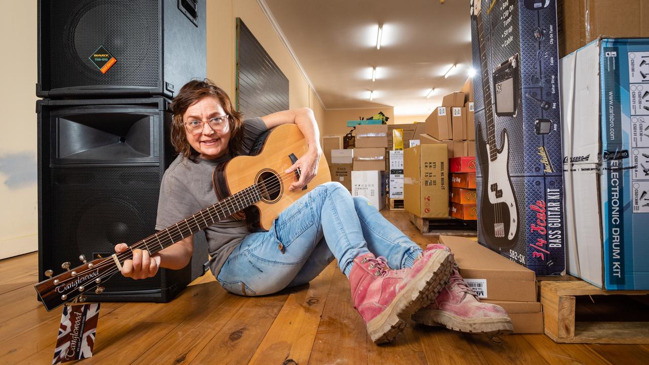 Katie Eastaugh gets ready for the launch of GS Music Discount Music Store in Russell St, Wednesday, November 9, 2022. Picture: Kevin Farmer