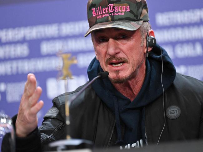 US actor and director Sean Penn attends a press conference for the film "Superpower" in the Berlinale film festival. Picture: AFP