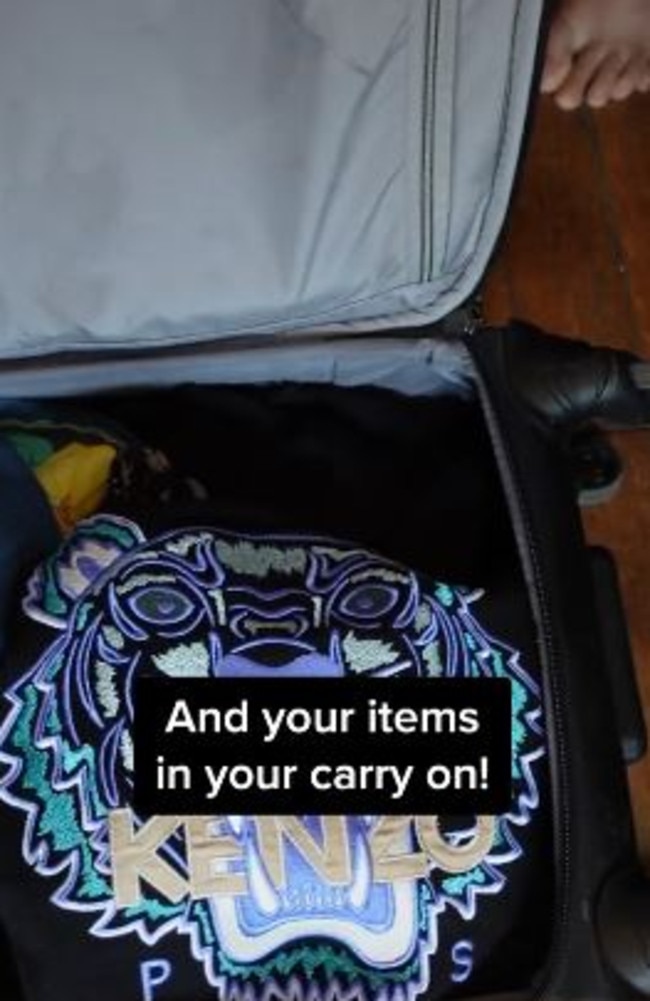 She said not to forget to pack the items in your carry-on. Picture: TikTok/investwithqueenie
