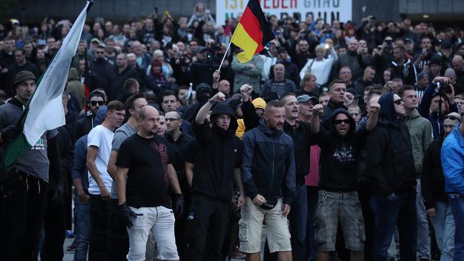 Participants in a right-wing march in Chemnitz, Germany. Picture: Getty Images