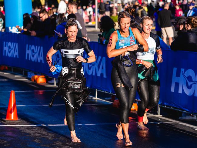 Competitors in the Ironman 70.3 Tasmania in Hobart Picture: Linda Higginson
