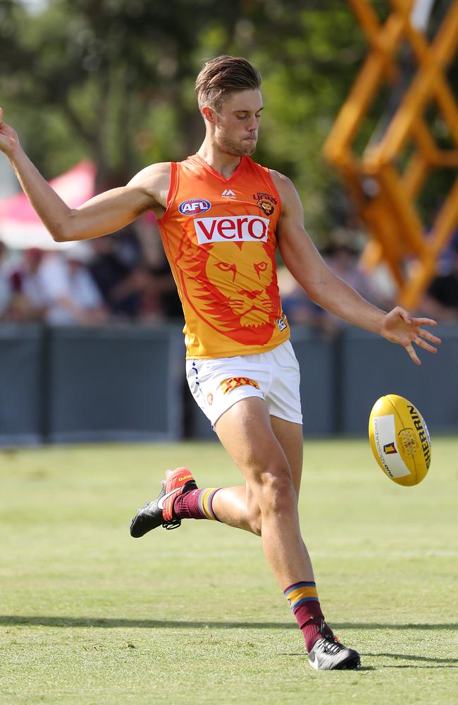 Josh Schache kicked four goals in the Lions’ intra-club. Picture: Peter Wallis