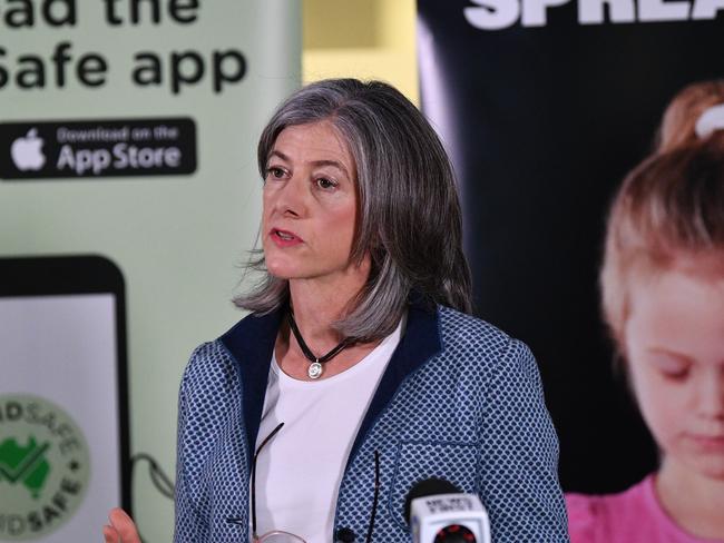 South Australian Chief Public Health Officer Dr Nicola Spurrier speaks to the media in Adelaide, Tuesday, May 26, 2020. The Australian Government is slowly reducing restrictions to boost the economy as the number of cases coronavirus cases decline. (AAP Image/David Mariuz) NO ARCHIVING