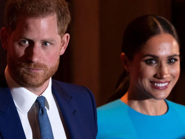 (FILES) In this file photo taken on March 05, 2020 Britain's Prince Harry, Duke of Sussex (L), and Meghan, Duchess of Sussex leave after attending the Endeavour Fund Awards at Mansion House in London. - Britain's Prince Harry, Duke of Sussex, and Meghan, Duchess of Sussex have left Canada to set up home in California, according to reports. (Photo by JUSTIN TALLIS / AFP)