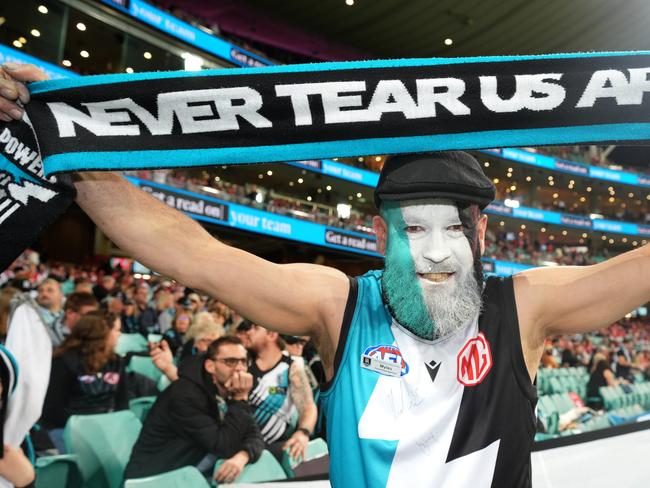 Port V Sydney Preliminary Final at SCG - Port Cheersquad in full voice. Myles Neal. 20 September 2024. Picture: Dean Martin