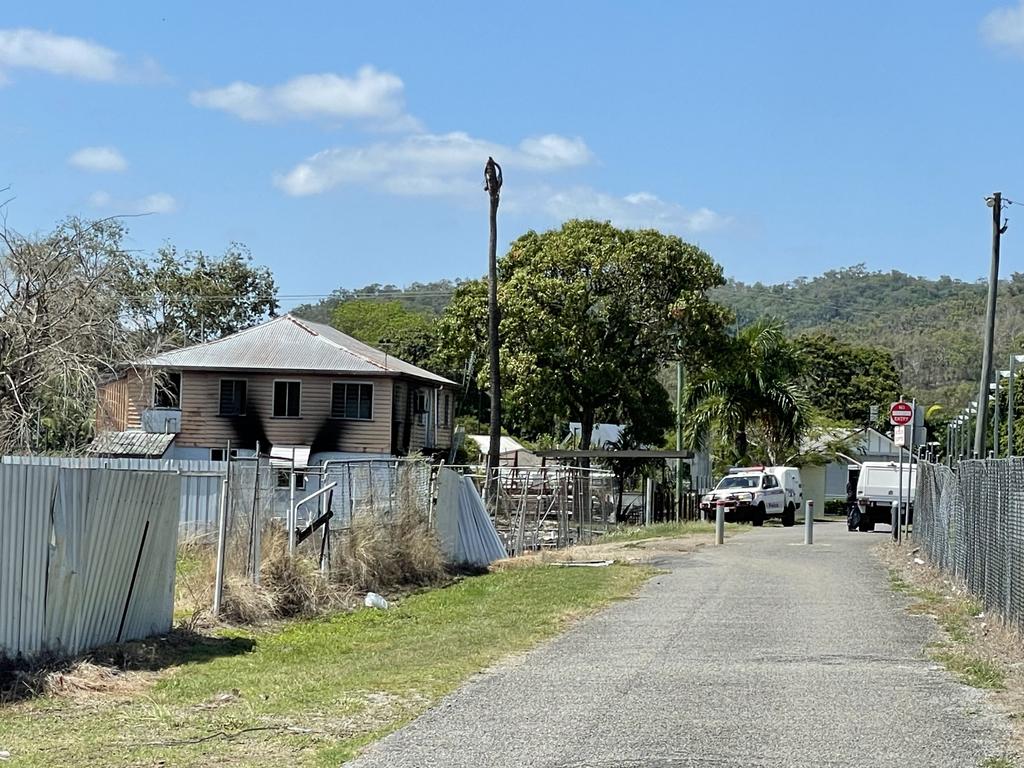 Paramedics assisted with a reported house fire on Station Lane in Sarina at 7.01pm on October 18. Photo taken 10am on October 19, where a crime scene has been declared by police. Picture: Fergus Gregg