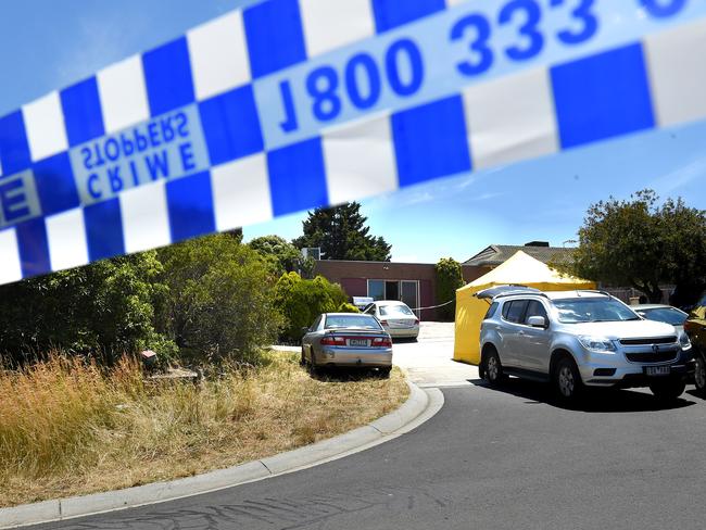 Police at the scene of a Meadow Heights property that was raided. Picture: Nicole Garmston