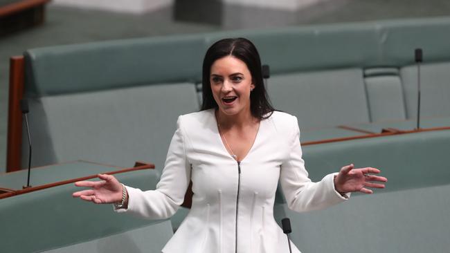 Emma Husar returning to Parliament in the House of Representatives chamber, Parliament House in Canberra. Picture Kym Smith