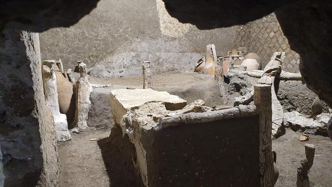 An exceptionally well-preserved room for the slaves who worked in Villa Civita Giuliana in Pompeii. Picture: AFP