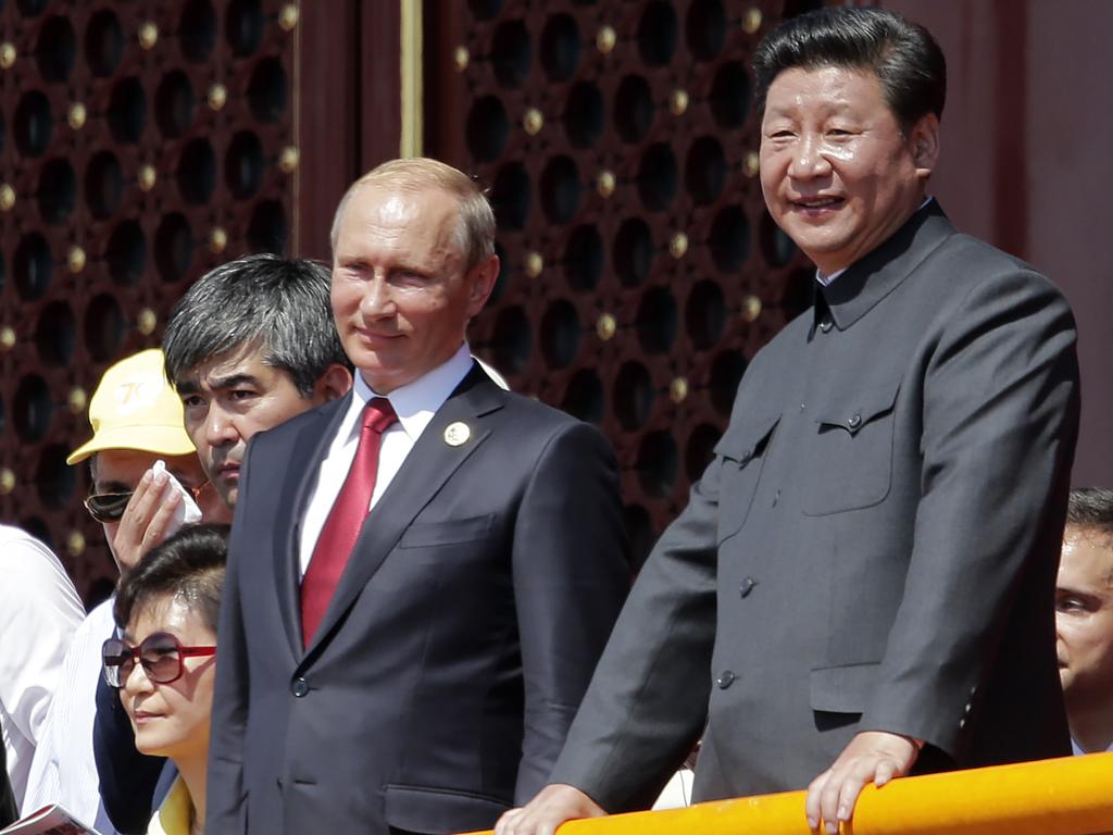 Chinese President Xi Jinping (right) says Russian President Vladimir Putin (left) is his ‘best friend’. Picture: AP Photo/Ng Han Guan, File