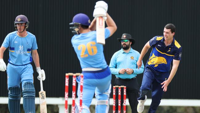 Action between the Gold Coast Dolphins and Norths during the First Grade One Day Cricket Grand Final at Wooloowin. Picture Lachie Millard