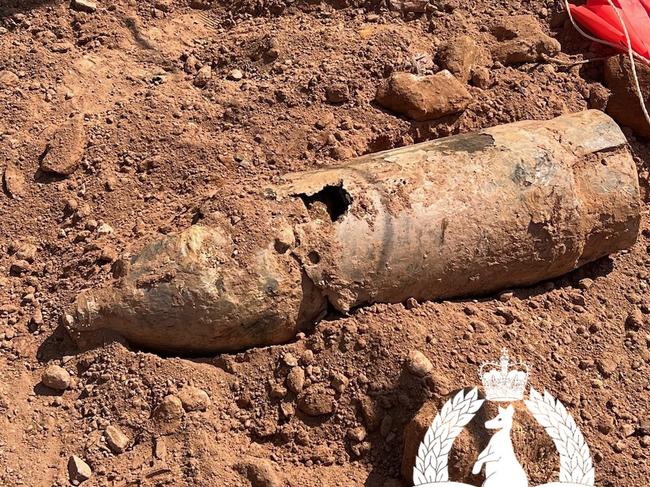 Northern Territory Police have released an image of a unexploded WWII ordnance found near the Stokes Hill Wharf in Darwin City on Tuesday June 25.