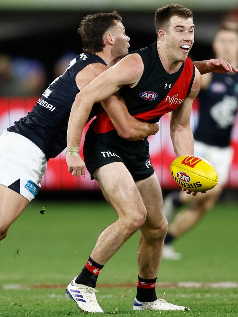 Zach Merrett worked hard to fight the tag. Picture: Michael Willson/AFL Photos via Getty Images