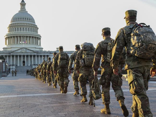 Officials in Washington DC have increased the number of National Guard troops from 15,000 to 20,000 over coming days. Picture: AFP