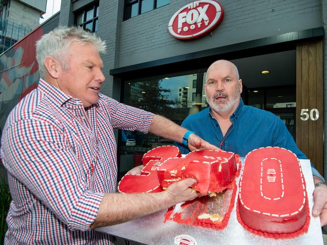 Colleagues and best mates Jason Dunstall and Danny Frawley. Picture Jay Town