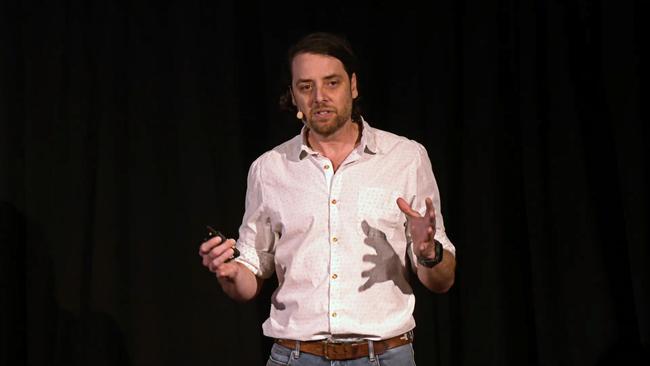 UWA Marine Geoscientist Mick O'Leary during a TED talk, posted in 2022. Picture: YouTube