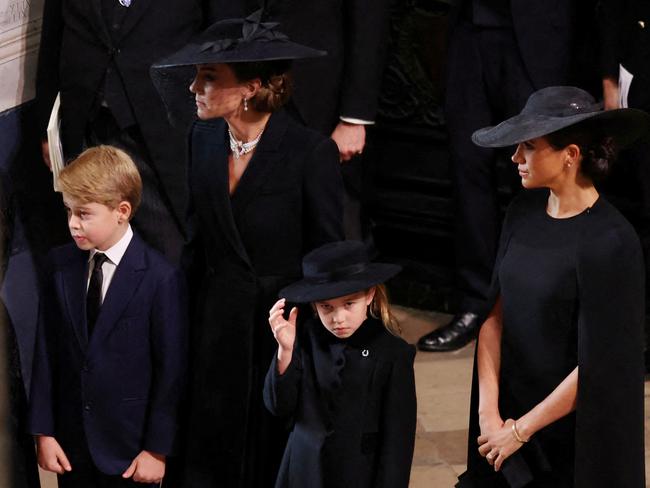 Kate Middleton and Meghan Markle, pictured at the funeral of Queen Elizabeth II in September. Picture: Getty Images